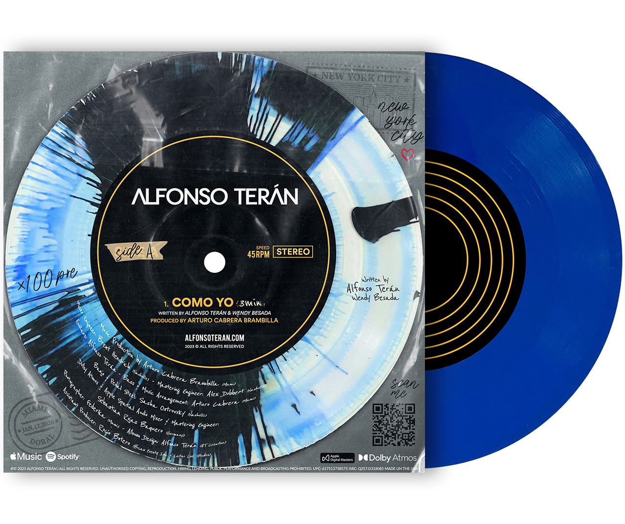 Limited Edition Transparent "Ocean Blue" Como Yo 7 inch Vinyl Record